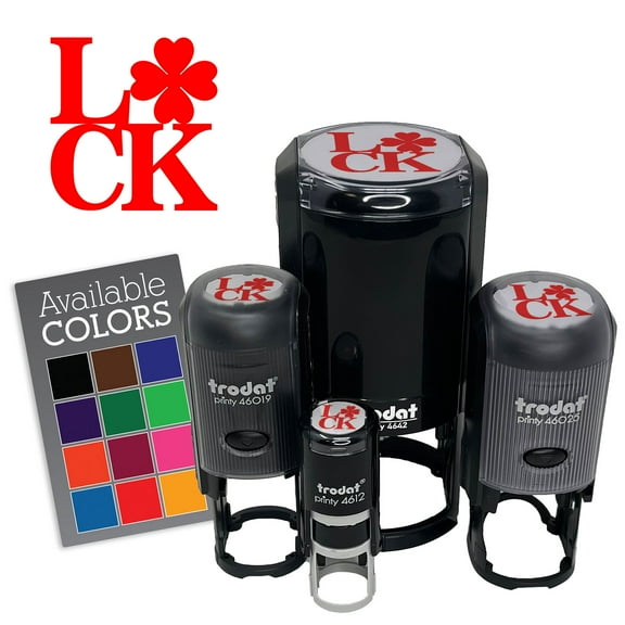 Luck Irish Clover Lucky Word St Patrick's Day Self-Inking Rubber Stamp Ink Stamper for Stamping Crafting Planners - Black Ink - Mini 1/2 Inch