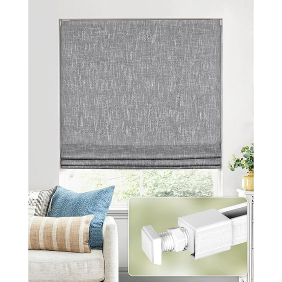 Cordless Blackout Roman Shades 21" W × 48" H Charcoal No Tools Required