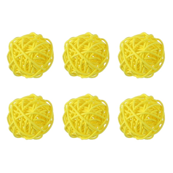 Uxcell 6 Pcs Wicker Rattan Balls 2 Inch Rattan Decorative Balls Vase Fillers for Wedding Party Centerpiece Bowls Home Decoration, Yellow