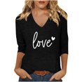 thumbnail image 2 of PNTUTB T Shirts for Women V Neck Pullover 3/4 Sleeve Valentine's Day Print Casual Loose Fit Tees, 2 of 5