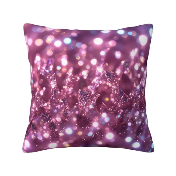 Throw Pillow Cover 18 X 18 Inch Glitter Sparkles Shimmer Decorative Cushion Cover For Sofa Chair Couch Bedroom Living Room