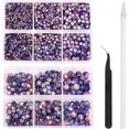 thumbnail image 1 of LAICAIW 6616pcs Hotfix Rhinestones 5 Mixed Sizes FlatBack Crystal Rhinestones for Crafts Round Glass Gems with Tweezers and Picking Rhinestones Pen(Amethyst AB), 1 of 6