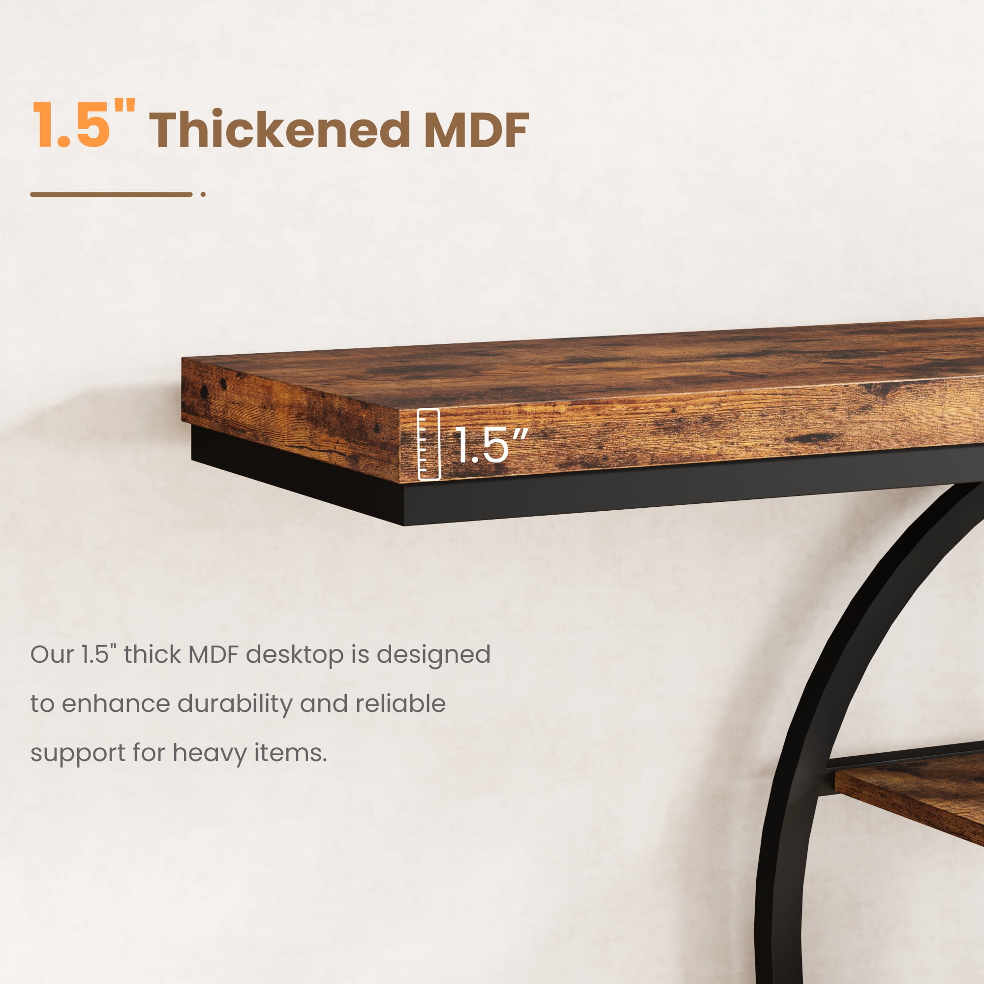 Console Table 55 Inch, Sofa Table with 3-Tier Storage Shelves and O-Shaped Metal Frame, Narrow Entryway Table for Dining Room, Hallway & Living Room