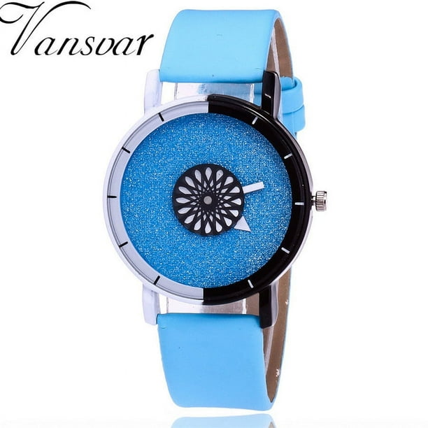 Reloj de cuarzo para mujer, relojes para mujer vansvar Reloj de pulsera analógico con correa de cuero de cuarzo informal para mujer