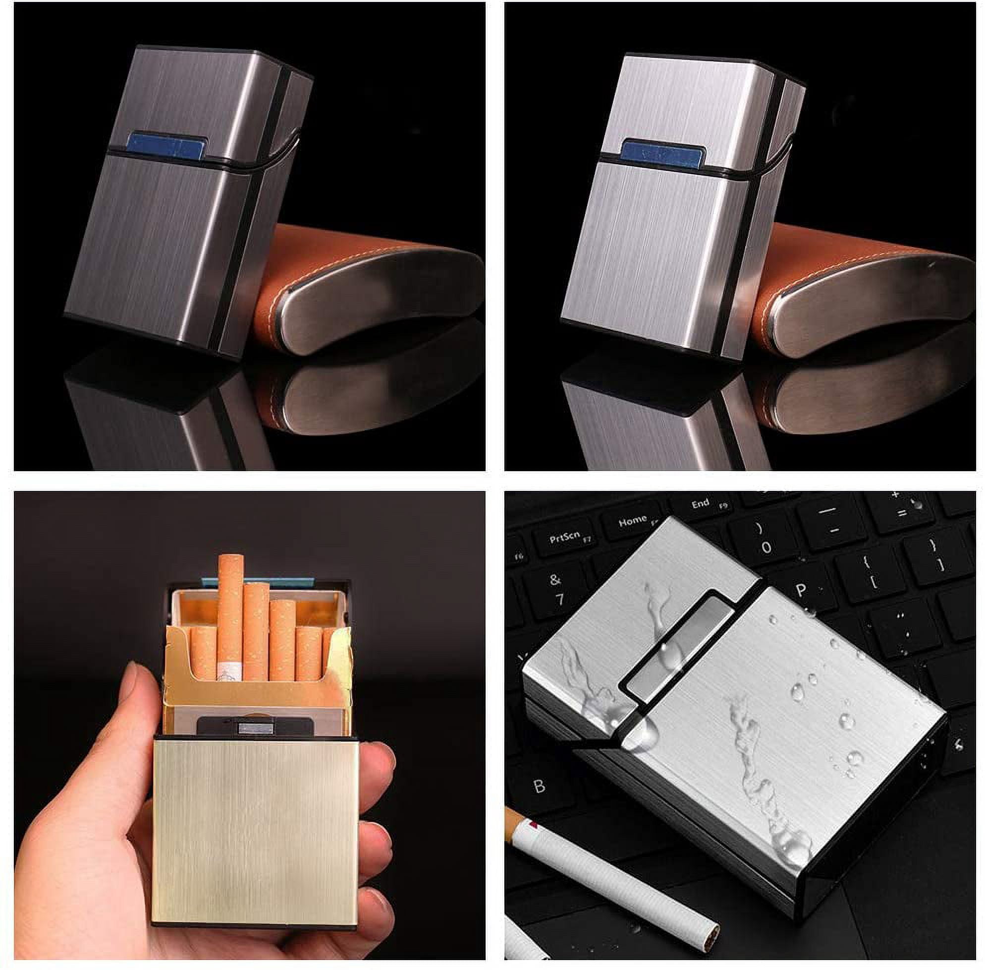 STONCEL 3 Pcs Metal Cigarette Box Case Holder (20 Capacities), Cigarette Cigar Protective Cover Box, Brushed Aluminum Cigarette Case, Hard Box with Solid Magnetic Flip Top Closure (3 Colors, for Men）