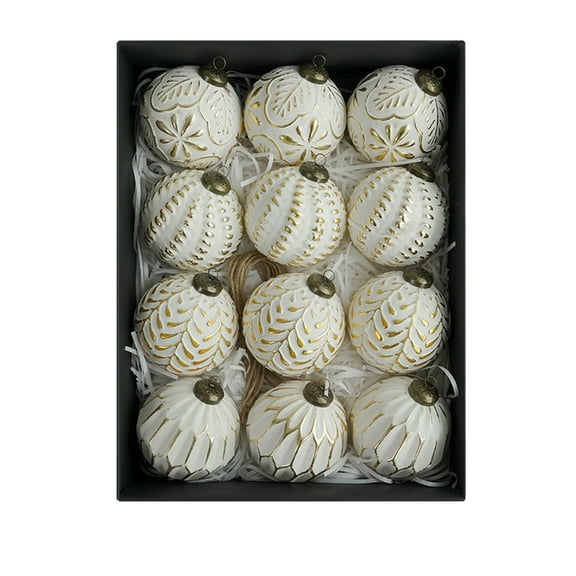 Vintage Christmas Tree Ball Ornaments, 12PCS 3.15inch Shatterproof Plastic Vintage Rustic Christmas Ball Ornaments Antique Traditional Style Xmas Tree Wedding Party Decor