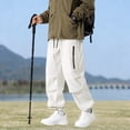 thumbnail image 2 of UVEASISHA Hiking Pants for Men Big and Tall Waterproof Cargo Pants Adjustable Ankle Cuffs Baggy Trousers Drawstring Elastic Waist Work Pants with Zipper Pockets White M, 2 of 10