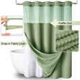 thumbnail image 5 of Vorfor Hookless Shower Curtain with Snap in Liner, Waffle Weave Waterproof Fabric Mesh Mildew Resistant Window Bathroom Curtain, 71" X 75", Green, 5 of 11
