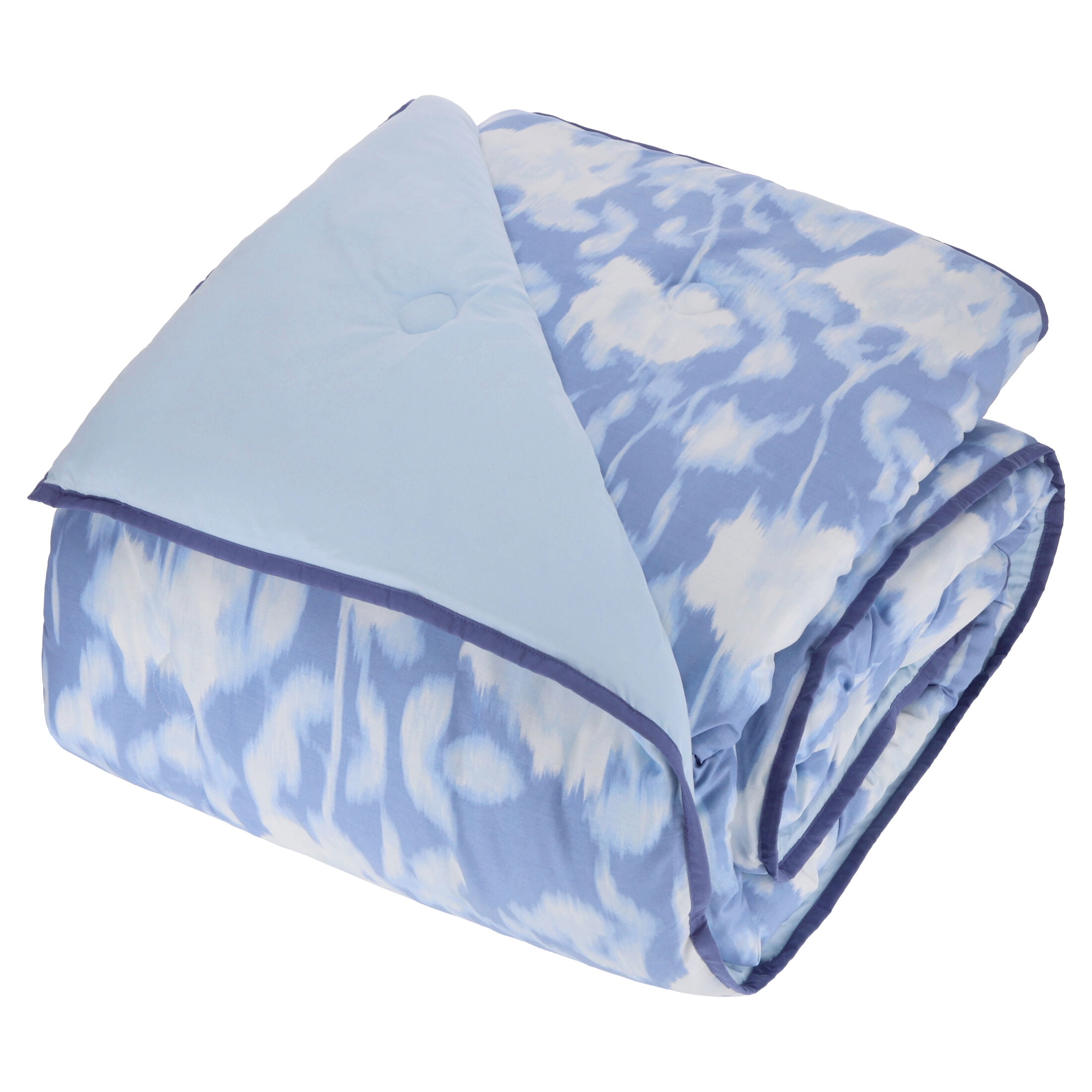 Mainstays Blurred Rose 3-Piece Blue Comforter Set, King