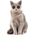 thumbnail image 3 of HeeHom Sunglasses and Gold Chain, Sunglasses for Cats Dog, Cat Costume Decorations, Classic Retro Cat Outfits, Lovely Style Puppy Retro Sunglasses, 3 of 8