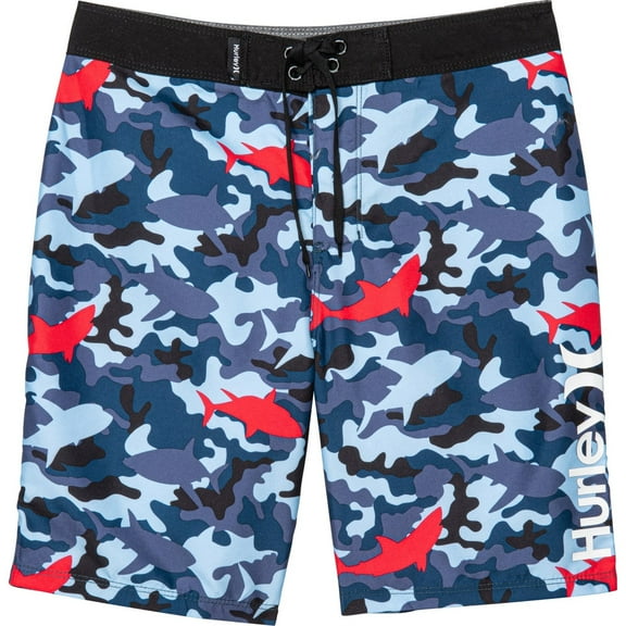 HURLEY SWIMSUIT BOYS - RED SHARK BLUE SZ 18 - BOARD SHORTS SWIM