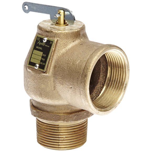 Apollo Valve 13-213 Series Bronze Safety Relief Valve, ASME Steam, 15 psi Set Pressure, 1-1/4" x 1-1/2" NPT Male x Female