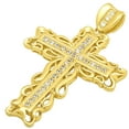thumbnail image 5 of Large 14k Gold Heavy Plated Filigree Framed CZ Cross Pendant + 24" 2.4mm Rope Chain Necklace Set, 5 of 7