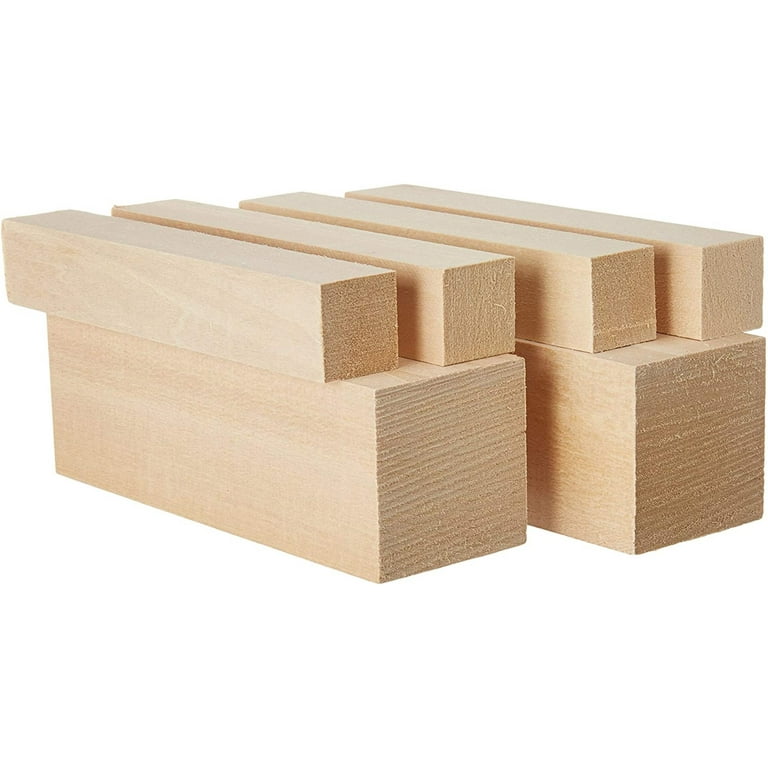 Basswood - Large Best Value Real American Wood Blocks - Premium Wood  Carving Kit - Includes 6 Soft Wood Blank Sizes in This Whittling Kit Made  in The