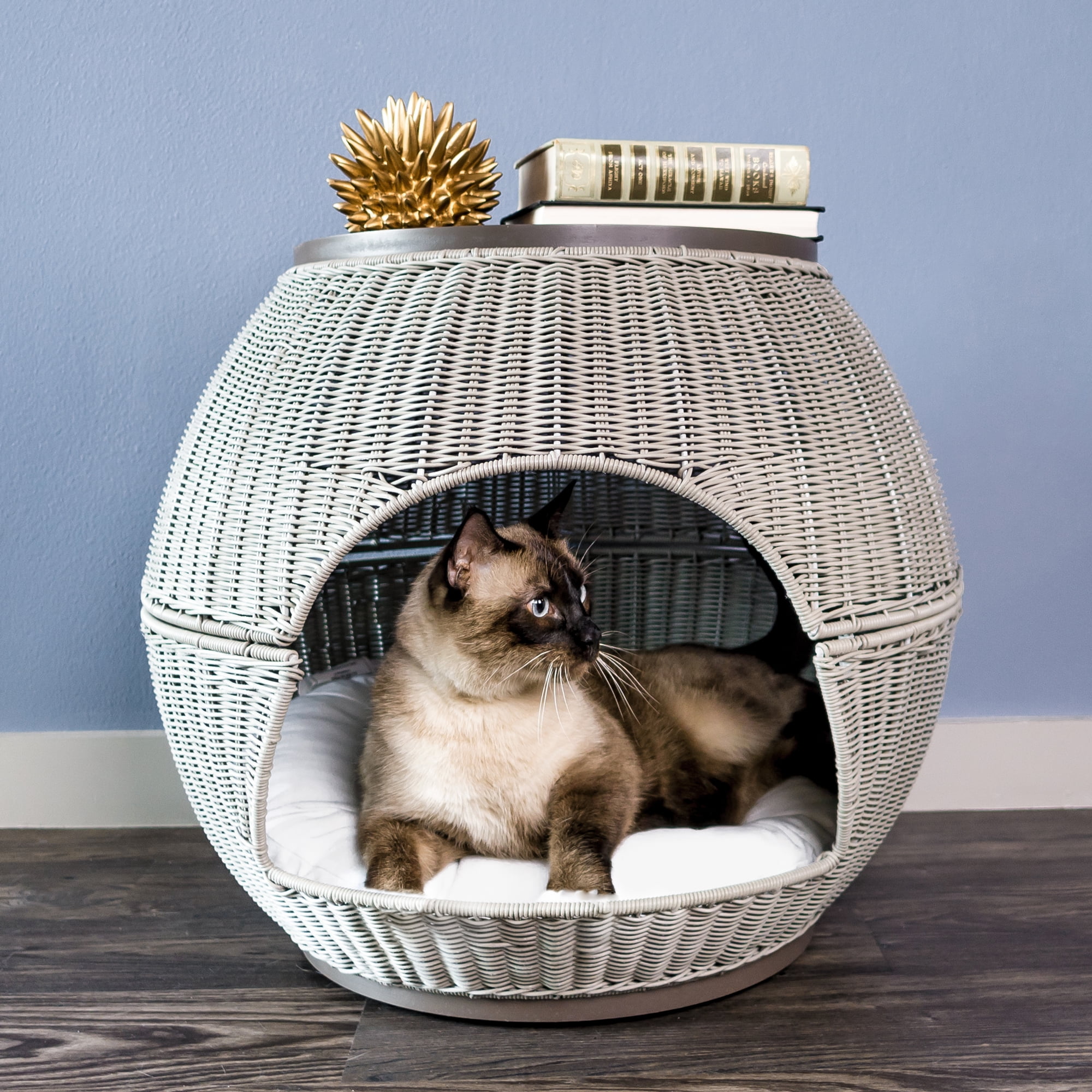 Refined Canine Igloo Pet Bed with Soft Cushion, Smoke