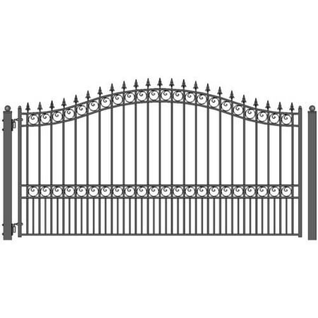 ALEKO Single Swing 16 x 6 feet Black Steel Driveway Gates London Style