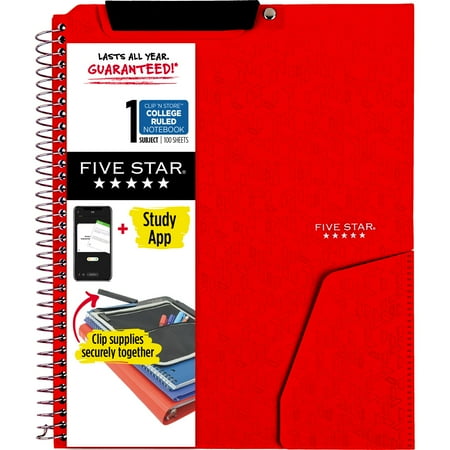 UPC: 0071723087029 | Five Star Clip N Store Wirebound Notebook Plus Study App 1 Subject College Ruled