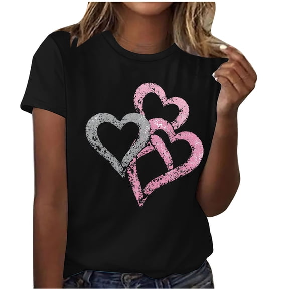 Staron Women's Casual Printed Short Sleeve Round Neck T-Shirt Funny Graphic Tee Loose Comfy Festival Top, Black 3XL