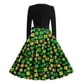 thumbnail image 4 of hotojiny St. Patrick's Day Dress for Women Fashion Elegant A-Line Flowy Maxi Dress Long Sleeve Crewneck Spring Summer Dress, 4 of 4
