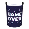 thumbnail image 1 of DouZhe Waterproof Collapsible Large Laundry Baskets, Glitch Text Game Over Prints Circular Hamper with Handles, 1 of 7