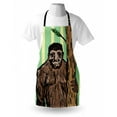 thumbnail image 4 of Bigfoot Apron, Sketch of Mysterious Yeti Holding a Tree Trunk on Striped Background Print, Unisex Kitchen Bib with Adjustable Neck for Cooking Gardening, Adult Size, Multicolor, by Ambesonne, 4 of 4