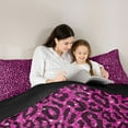 thumbnail image 6 of Feelyou Cheetah Leopard Print Bedding Comforter Set, Fuchsia Bling Art Twin Comforter Sets, Chic Polka Dot Abstract Reversible Bedding Set, Luxury Bedroom Decor, 2pcs, 6 of 9