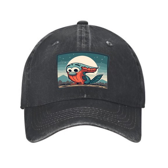 Vintage Washed Distressed Cotton Baseball Cap - Patch Starry Night Sky Moon & Mountains Design - Golf Dad Hat for Men & Women