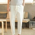thumbnail image 4 of Men's Cotton Drawstring Casual Solid Color Washed Straight Leg Cropped Pants White, 4 of 9