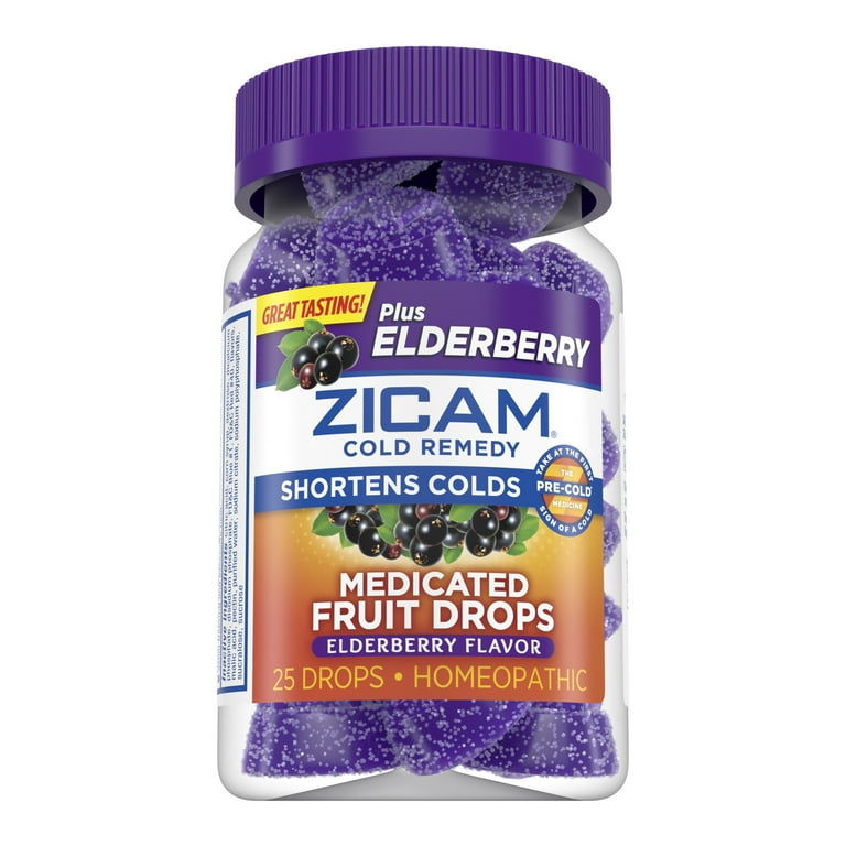 あめ Zicam Cold Remedy Zinc Medicated Fruit Drops, Elderberry