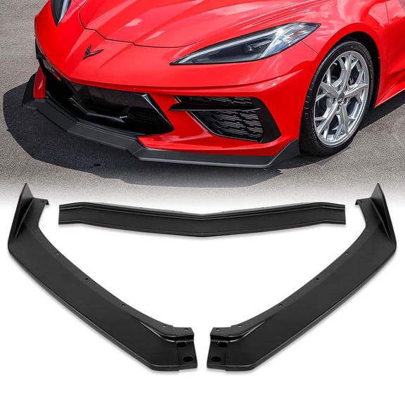 Stay Tuned Performance Front Bumper Spoiler Lip For 2020-2023 Chevy Corvette C8 5VM-Style Matt Black