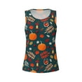 thumbnail image 4 of Xecao Autumn with Pumpkins print women's scoop neck, loose-fit workout tank tops for the gym., 4 of 9