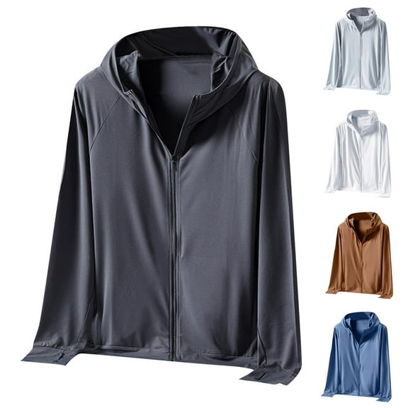 cllios Men's UPF 50 Full Zip Up Sun Protection Hoodie Jacket Long Sleeve Lightweight UV Shirts for Men Hiking Fishing Outdoor Hooded Tops