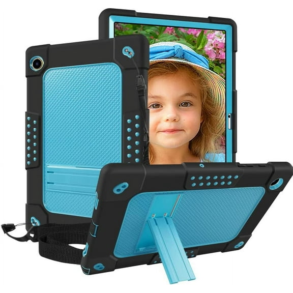 FIEWESEY Kids Cover Case for Samsung Galaxy Tab A8 10.5 Inch (SM-X200/SM-X205/SM-X207),Dual Layer Hybrid Protective Case with Kickstand for Samsung Galaxy Tablet A8 10.5"(2022 Released)(Black/Blue)