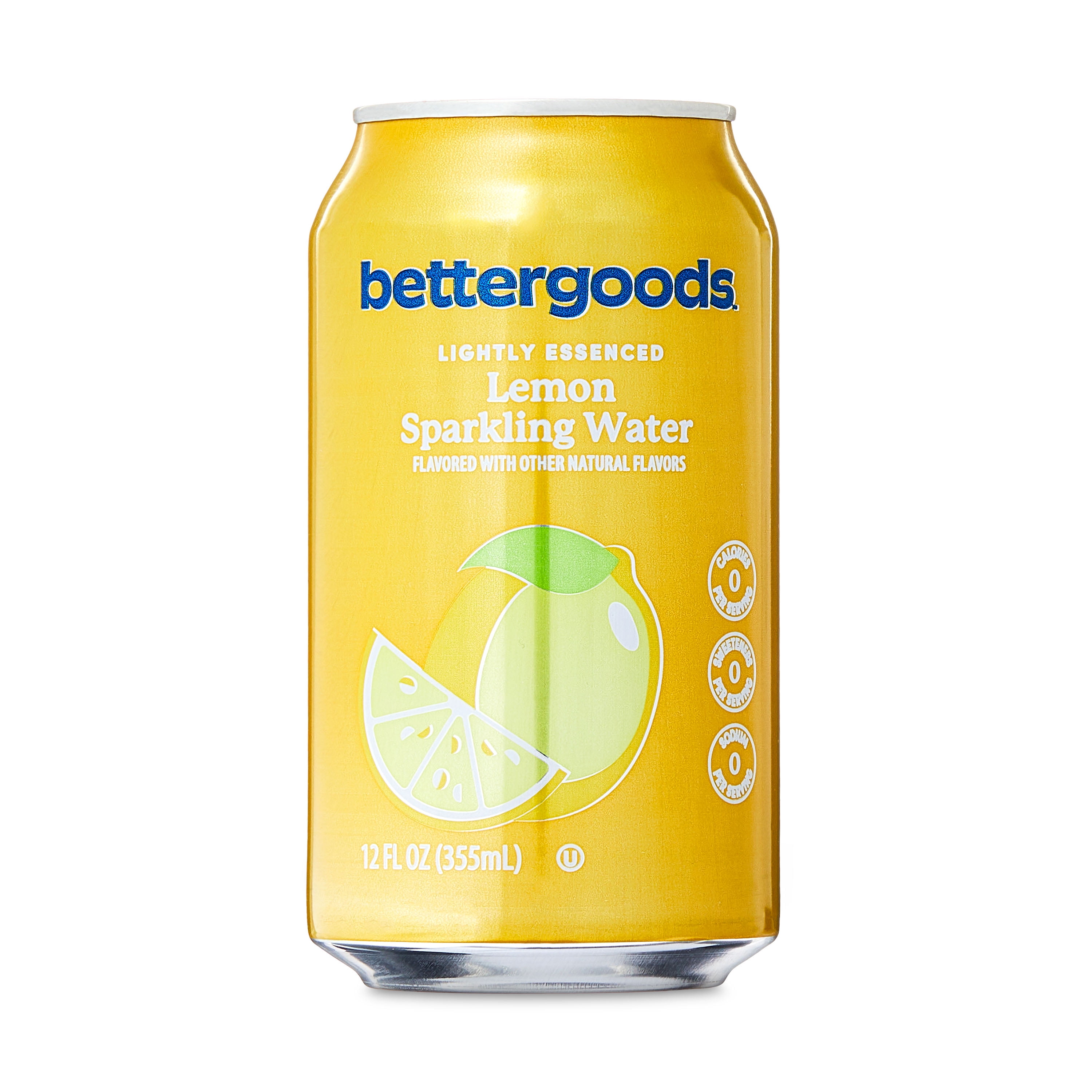(3 pack) bettergoods Lemon Flavored Sparkling Water, 12 fl oz, 8 Cans
