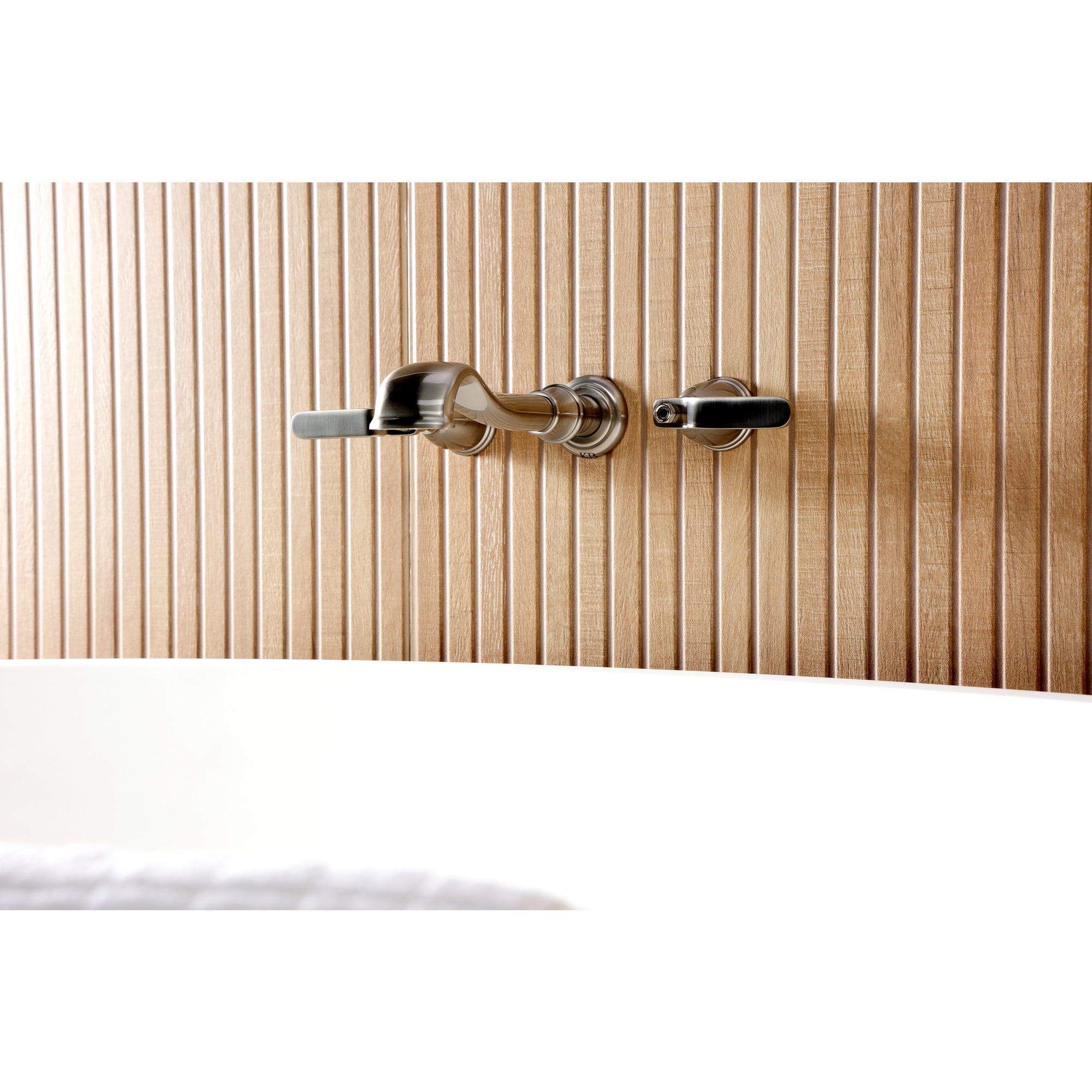 Kingston Brass KS5028KL Hallerbos Two-Handle Wall Mount Roman Tub Faucet, Brushed Nickel