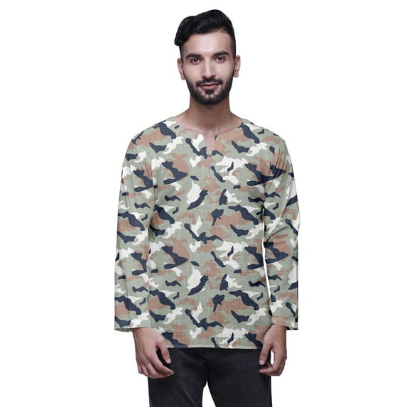 Atasi Indian Traditional Kurta For Men Keyhole Neck Short Kurta Shirt For Boys