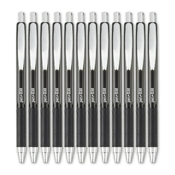 Pen+Gear Retractable Gel Ink Pens,  Medium point, 0.7mm, Black Ink, 12 Count