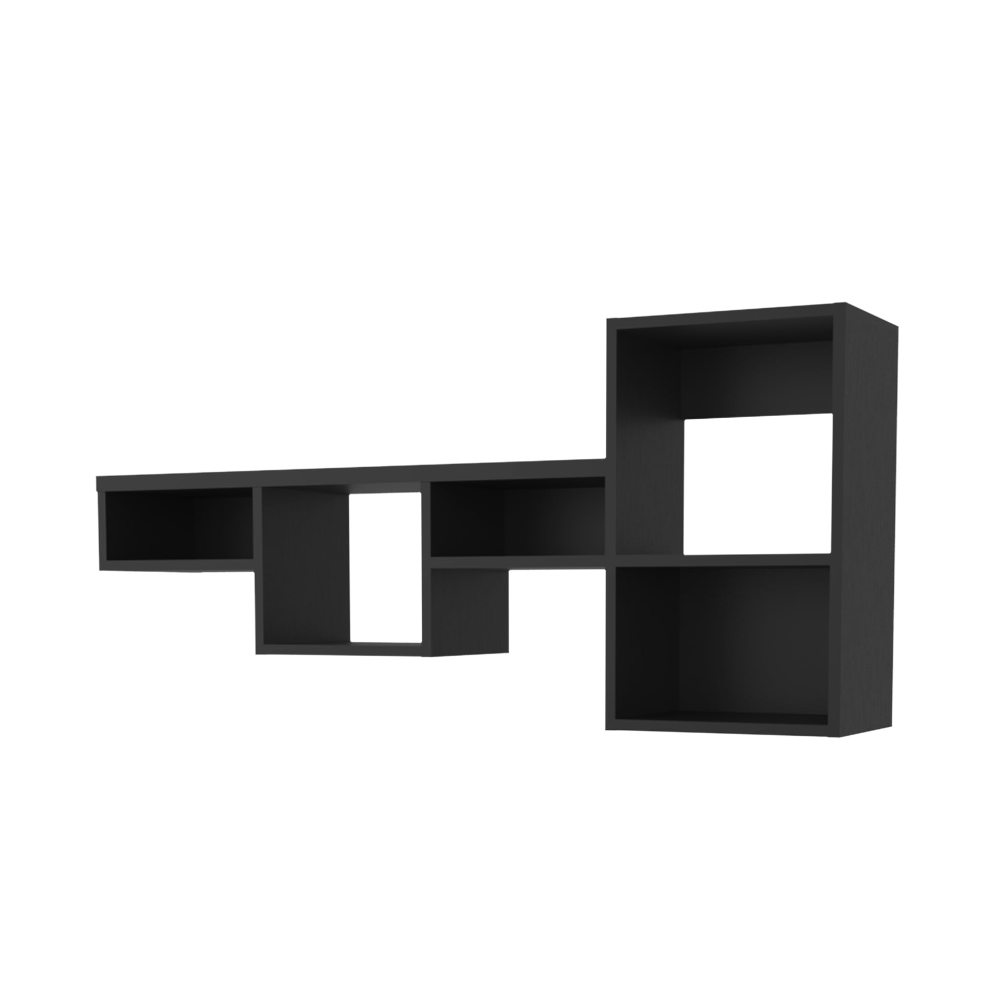 Wall Mounted 5-shelf Shelf Unit In Black - Elevates Home Decor & Space Complements Scheme