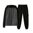thumbnail image 2 of Tdoqot Mens Sweatsuits 2 Piece- Casual Long Sleeve Hoodie and Pants Fashion Zipper Tracksuit Dark Gray Size XXL, 2 of 7