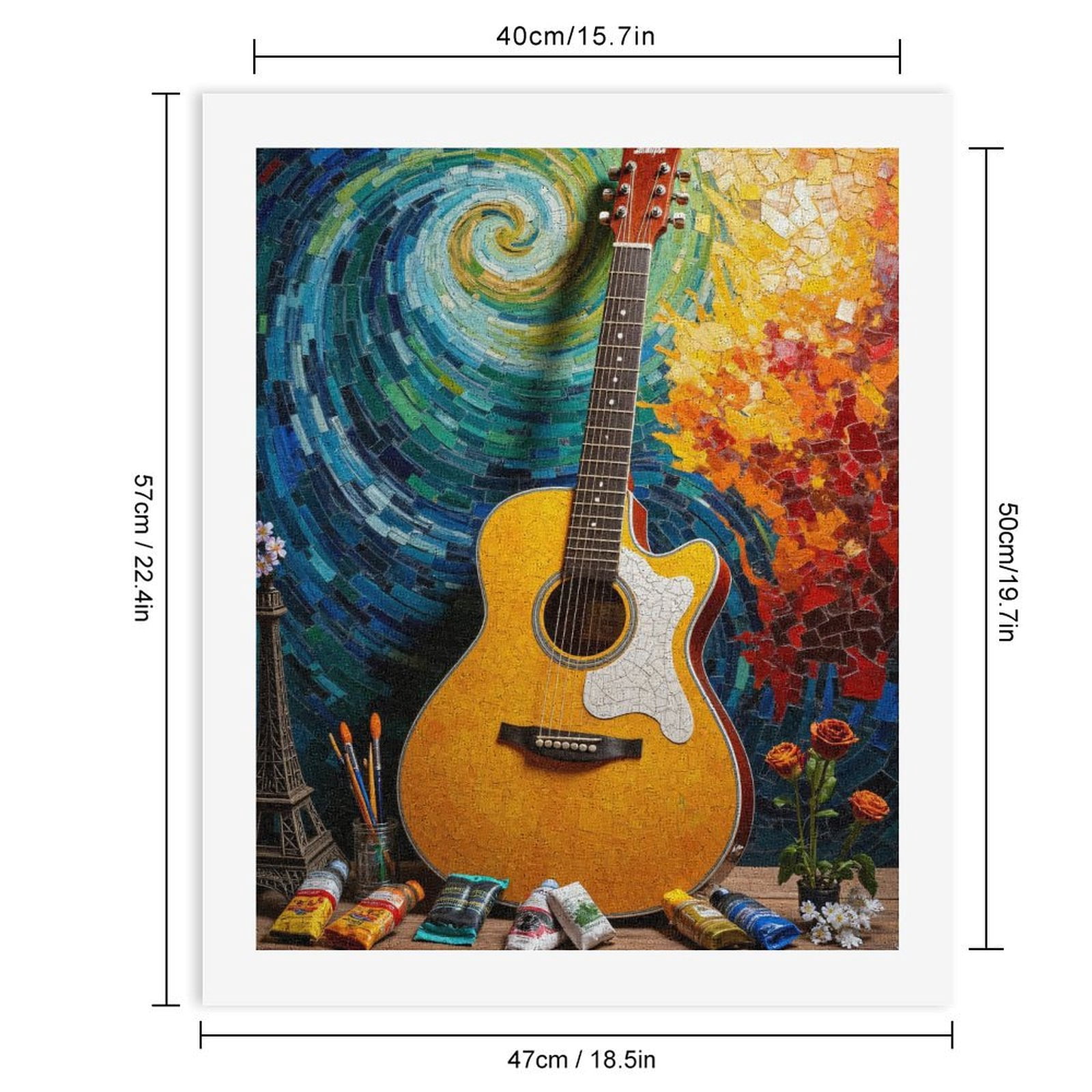 Paint By Numbers Kit for Adults Beginner - Guitar Mosaic Art Colors Creativity DIY Canvas Painting Kits for Adults, Frameless Paint By Number for Adults for Home Wall Decor 16x20 Inch