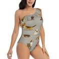 thumbnail image 5 of Balery Cute Dog One Shoulder Swimsuits for Women Ruffle Swimsuits Tummy Control One Shoulder Bathing Suits-XX-Large, 5 of 8