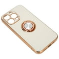 thumbnail image 2 of Carcasa para teléfono móvil con anillo galvanizado en oro rosa para mujer, funda ultrafina de TPU suave para iPhone 13 Pro, color blanco, 2 of 14