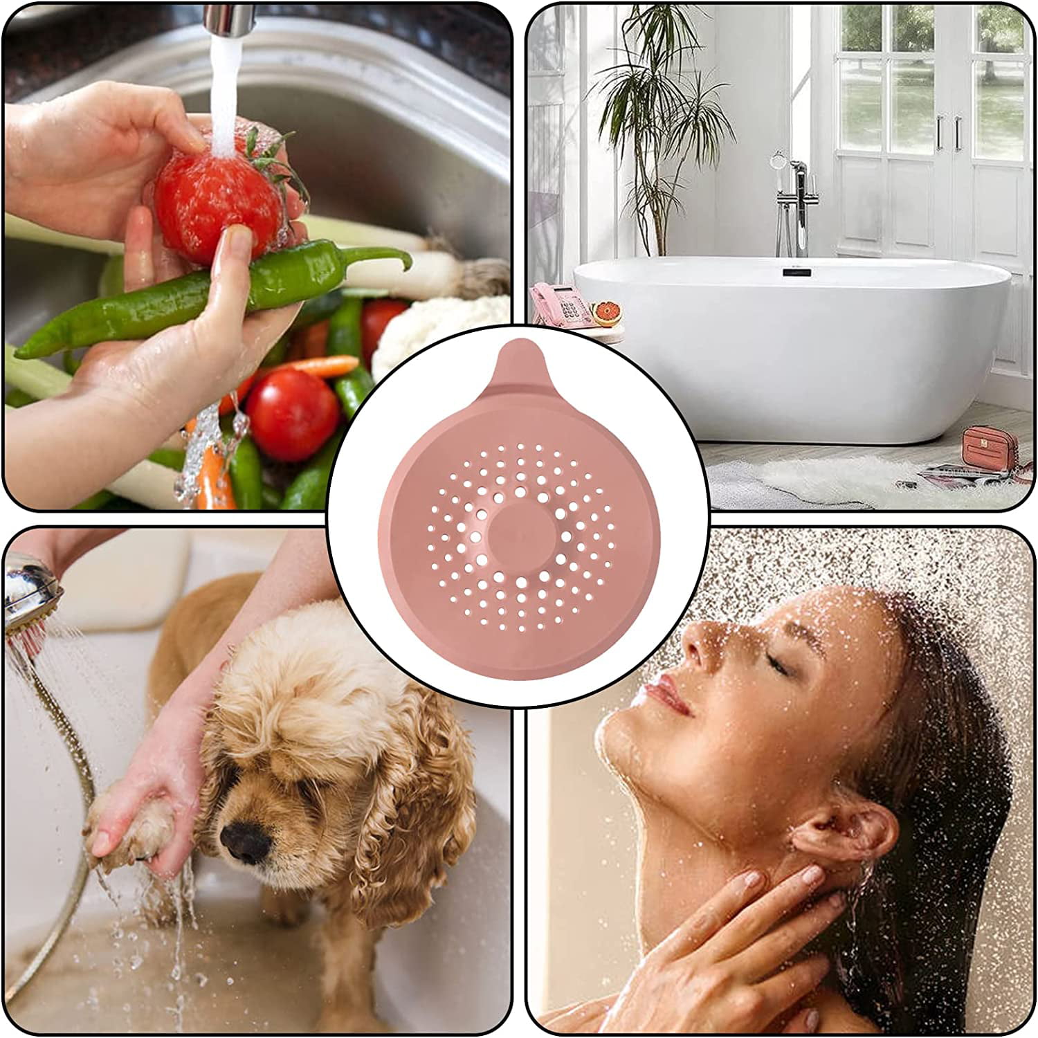 Bathtub Drain Protector Hair Catcher Silicone Collapsible for Pop-Up and  Regular