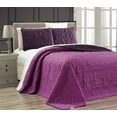 thumbnail image 4 of Grand Linen 3-Piece Tropical Coast Seashell Beach Queen/Full Oversize Oversize Bedspread Dark Purple/Light Purple Reversible Coverlet Embossed Bed Cover Set. Sea Shells, Sea Horse, Starfish etc., 4 of 6