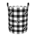 thumbnail image 1 of Balery Anchor Black Tartan Plaid Cesta de ropa redonda con asas, impermeable, independiente, para ropa, juguetes, dormitorio y familia-Small, 1 of 6