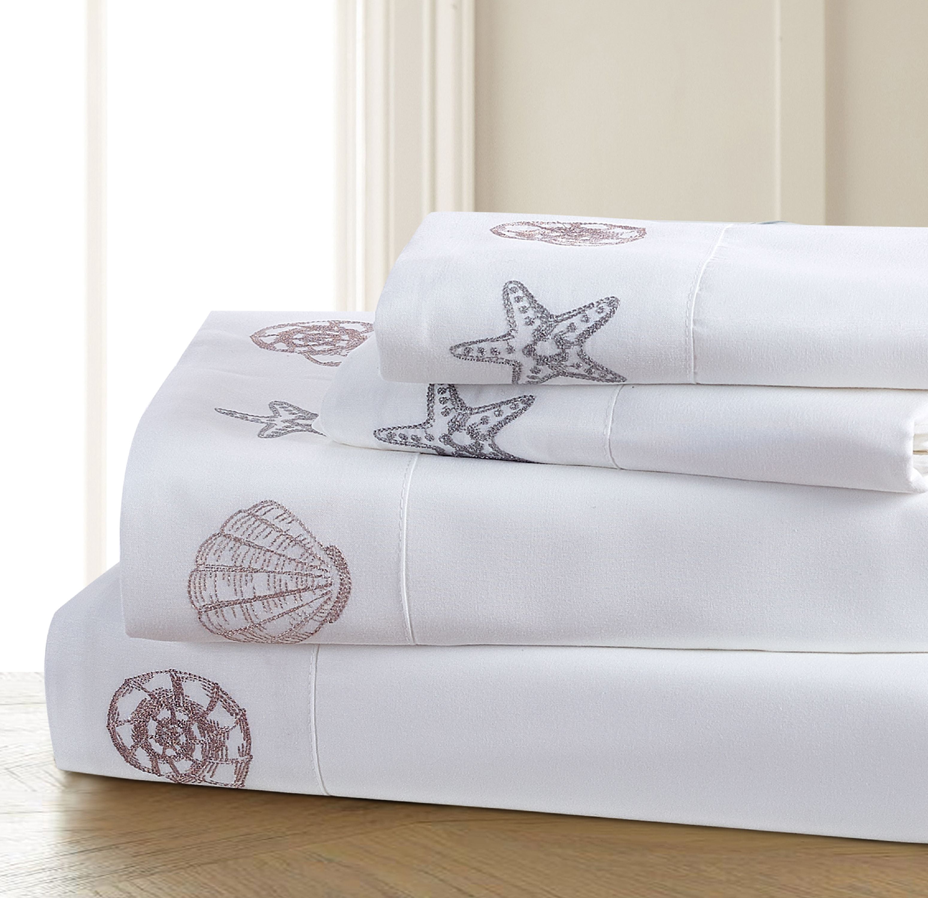 Gold & Silver Embroidered Pillowcase Pair