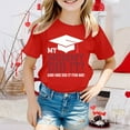 thumbnail image 2 of MIXUE Girls Tops & T-Shirts Kids Summer Preschool Graduation Letter Print Round Neck Short Sleeve Loose Casual T Shirts Activewear,Red,8-9 Years, 2 of 4