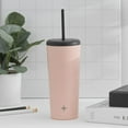 thumbnail image 2 of JoyJolt Vacuum Insulated Tumbler with Flip Lid and Straw - 20 oz - Pink, 2 of 7
