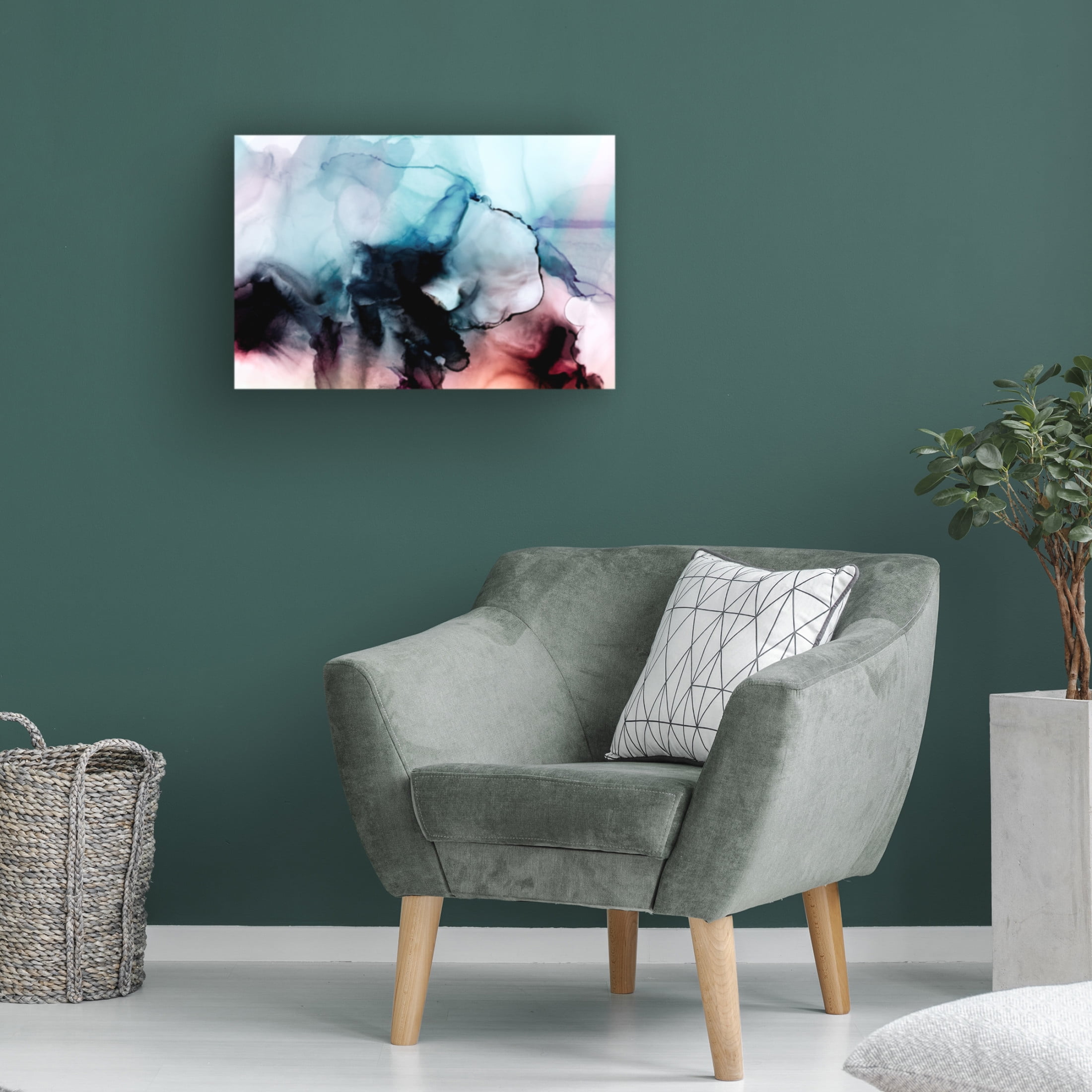 Canvas Wall Art - Tom Quartermaine 'Abstract Blue Pink Alcohol Ink' Wall Art for Living Room, Bedroom, or Office Décor by Trademark Fine Art - 32 x 22 Inches