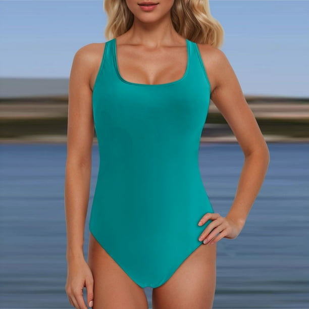 WILLBEST Traje de Baño Corto para Mujer, Traje de Baño deportivo con Espalda 2025 y Bloques de Color 3569